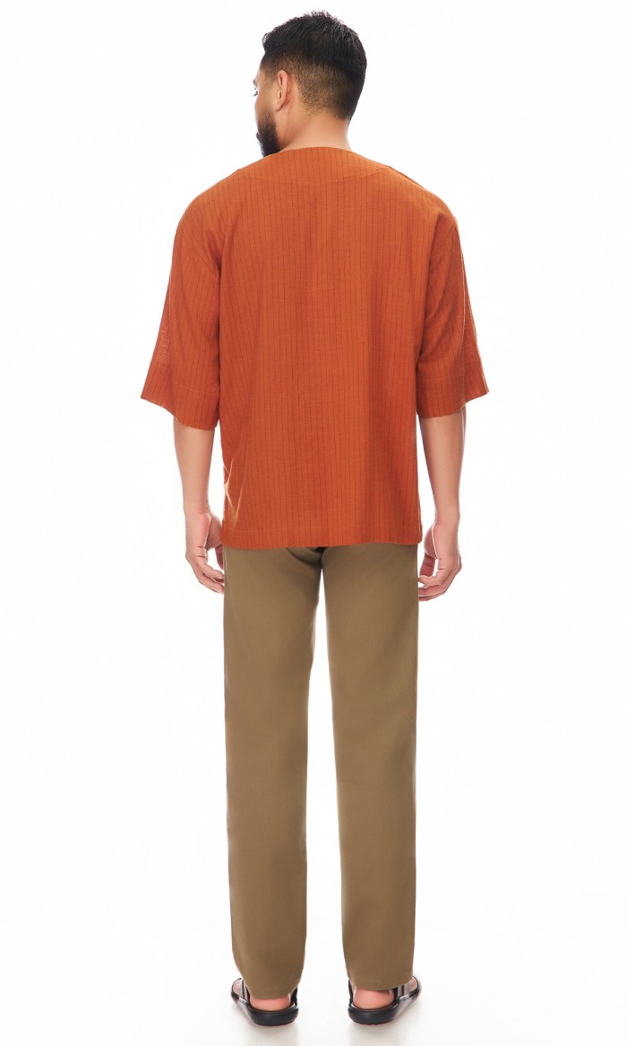 Irham Kurta in Rust Orange