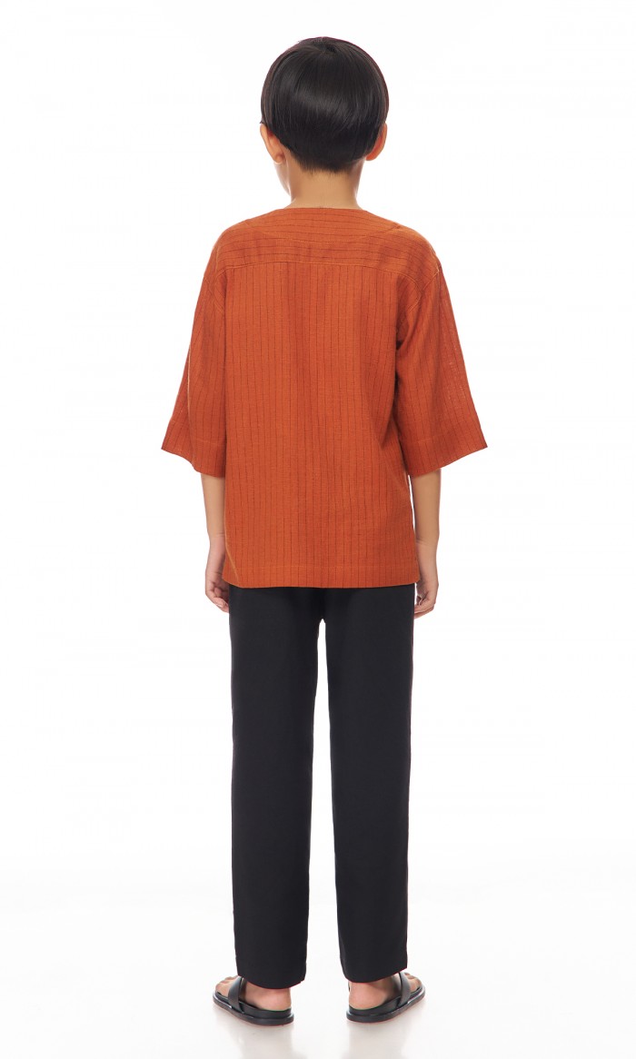 Irham Kurta Kids in Rust Orange