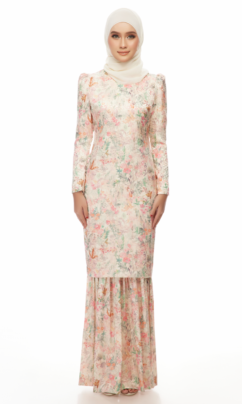 Isabella Kurung in Sweet Peach