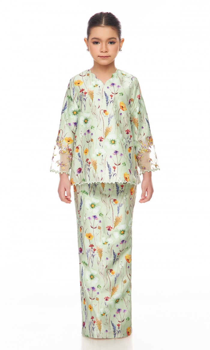 Isadora Kurung Kids in Lime Green