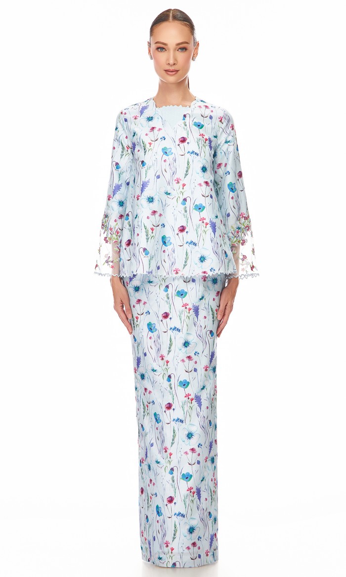 Isadora Kurung in Light Grayish Cyan