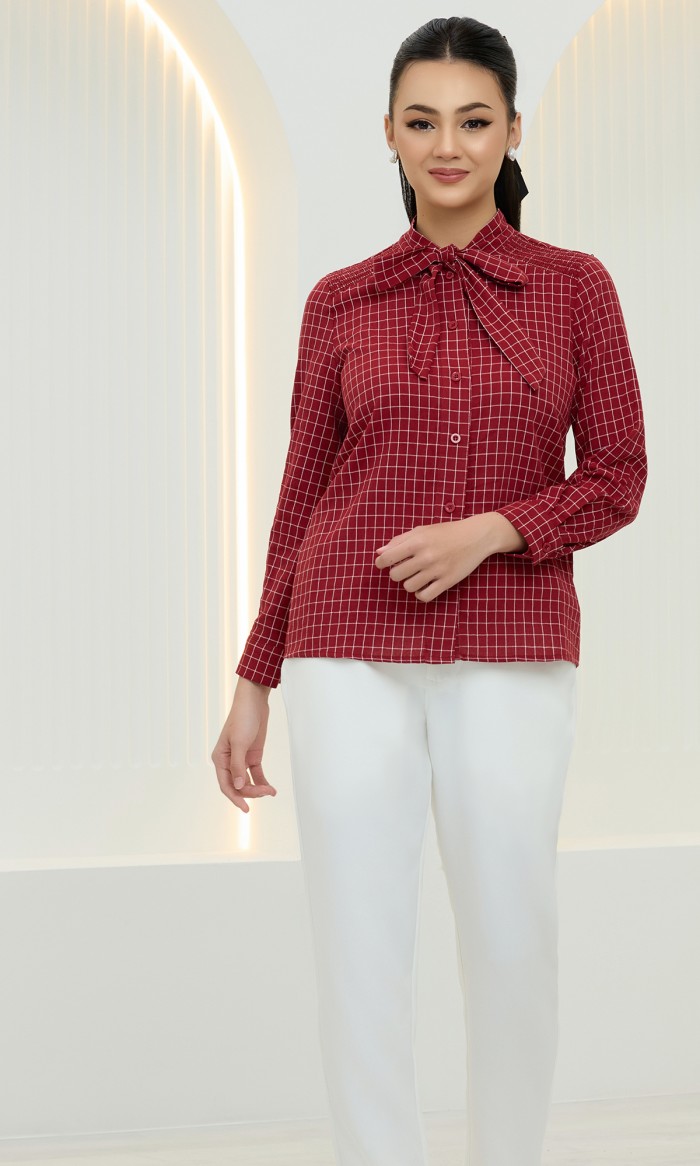 Isla Checked Top in Falu Red