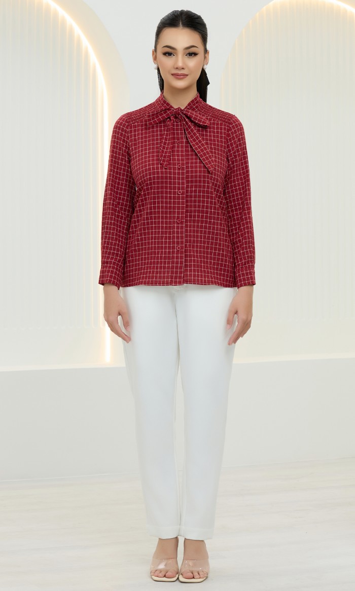 Isla Checked Top in Falu Red