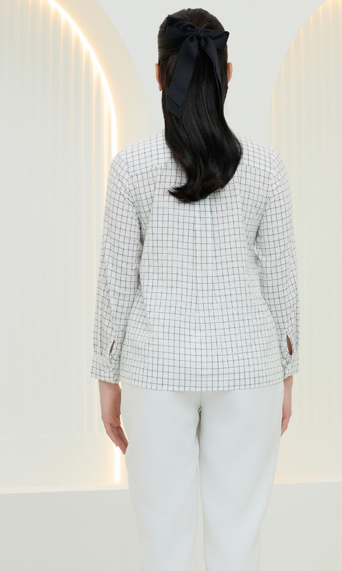 Isla Checked Top in Daisy White