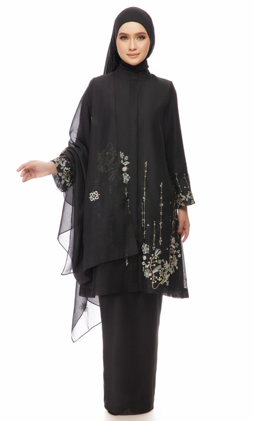 Khaleeda Kurung 2.0 in Raven Black