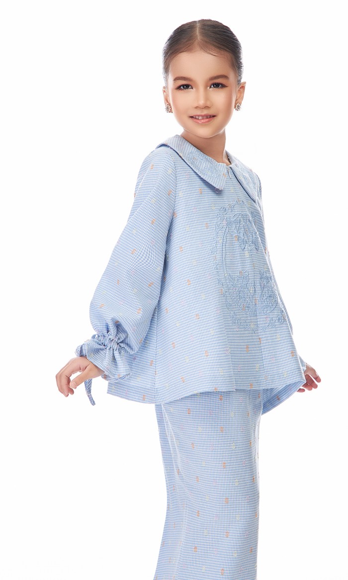 Lenora Kurung Kids in Delicate Blue