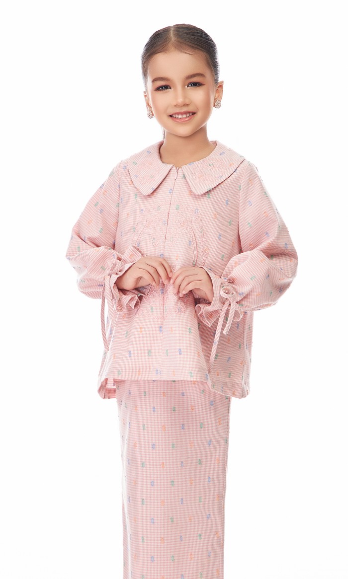 Lenora Kurung Kids in Blush Pink