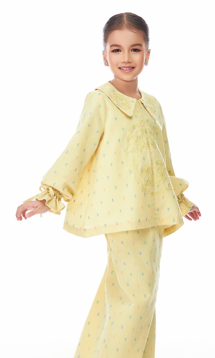 Lenora Kurung Kids in Lemon Yellow