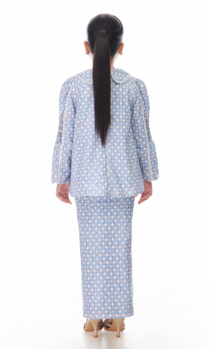 Louisa Kurung Kids in Azure Blue