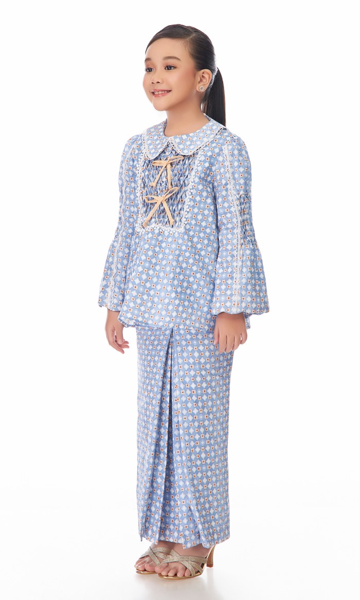 Louisa Kurung Kids in Azure Blue