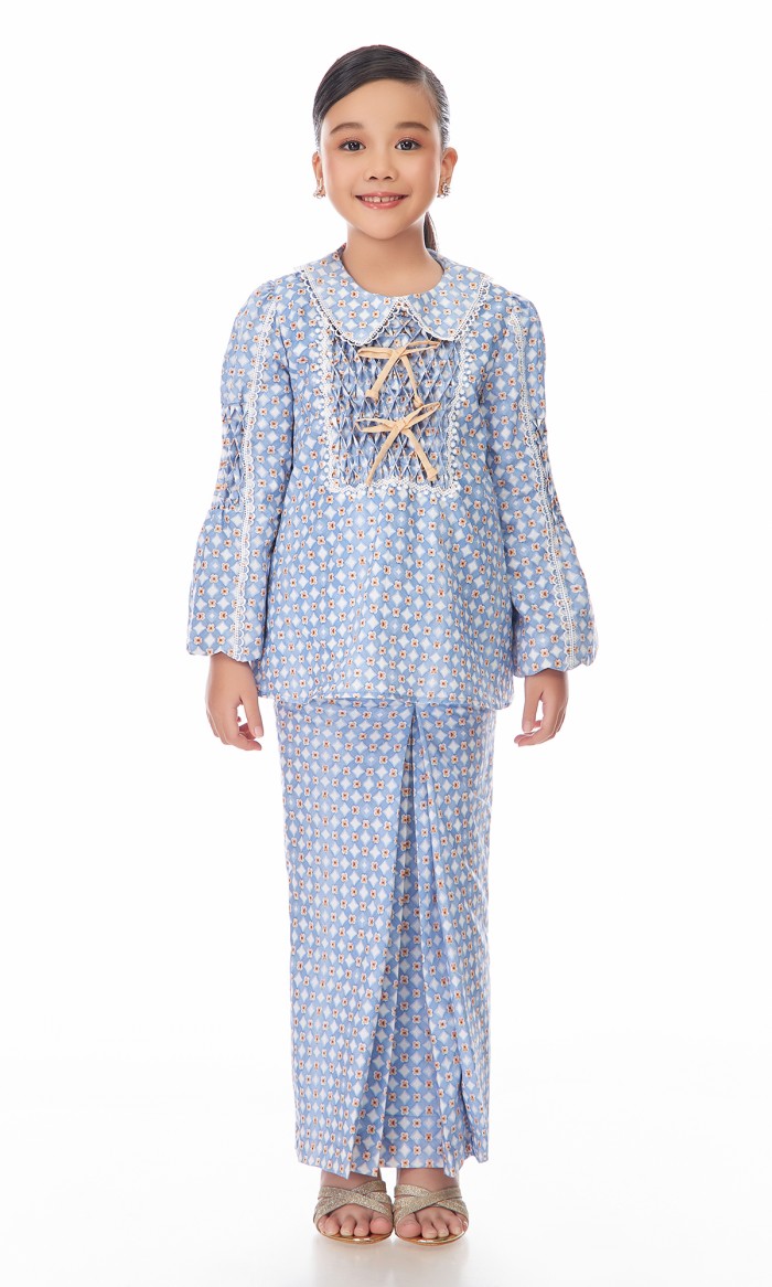 Louisa Kurung Kids in Azure Blue