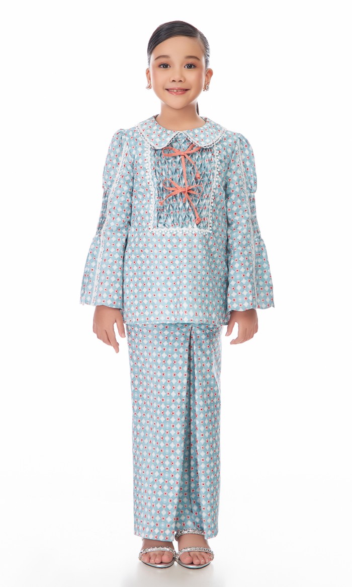 Louisa Kurung Kids in Dusty Teal