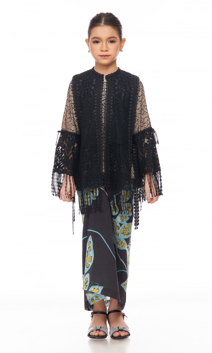 Maisie Kurung Kids in Raven Black