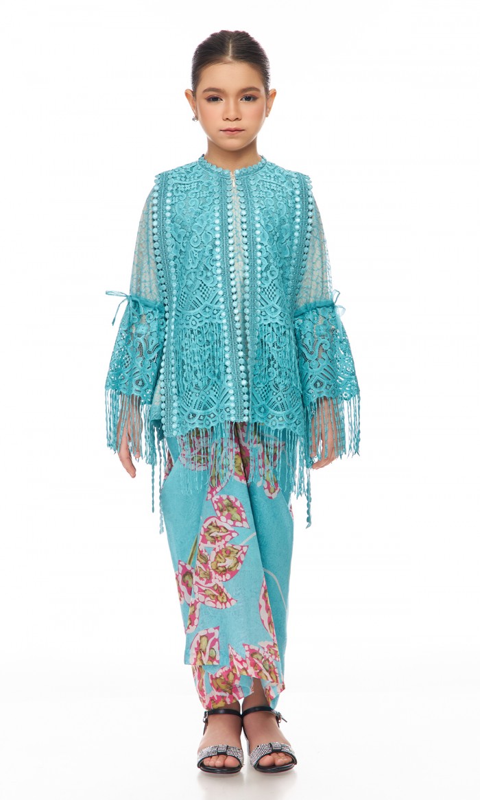 Maisie Kurung Kids in Cyan