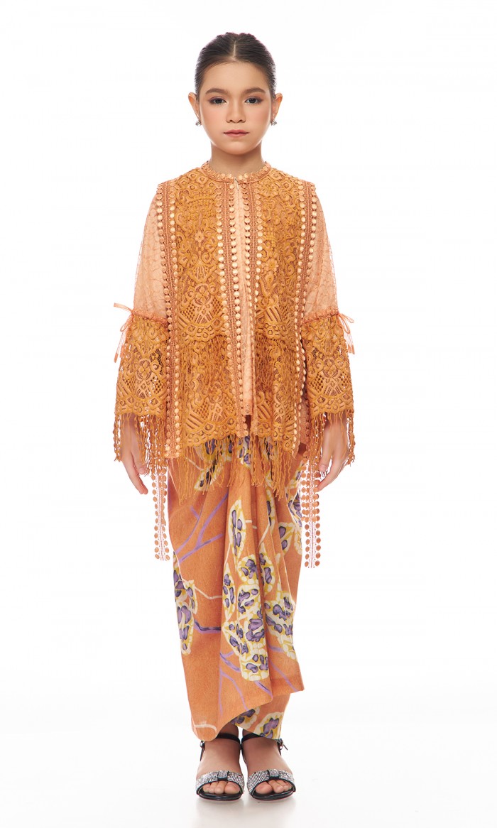 Maisie Kurung Kids in Fawn Orange