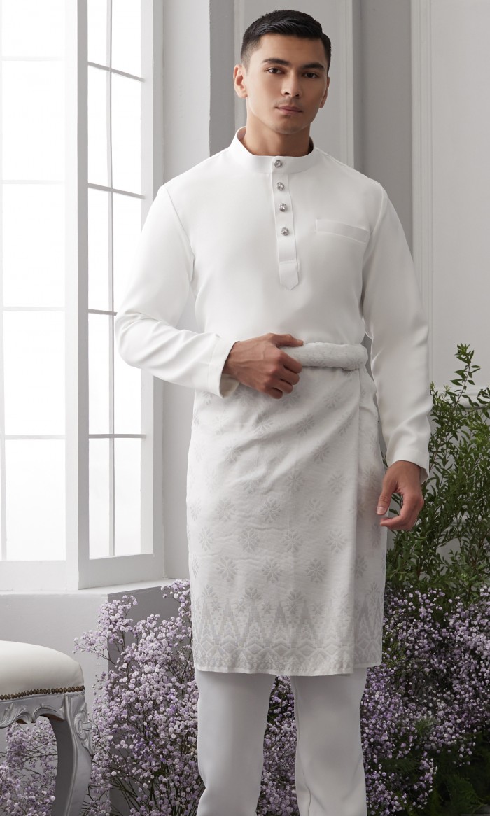 Mansour Baju Melayu in White (AS-IS)