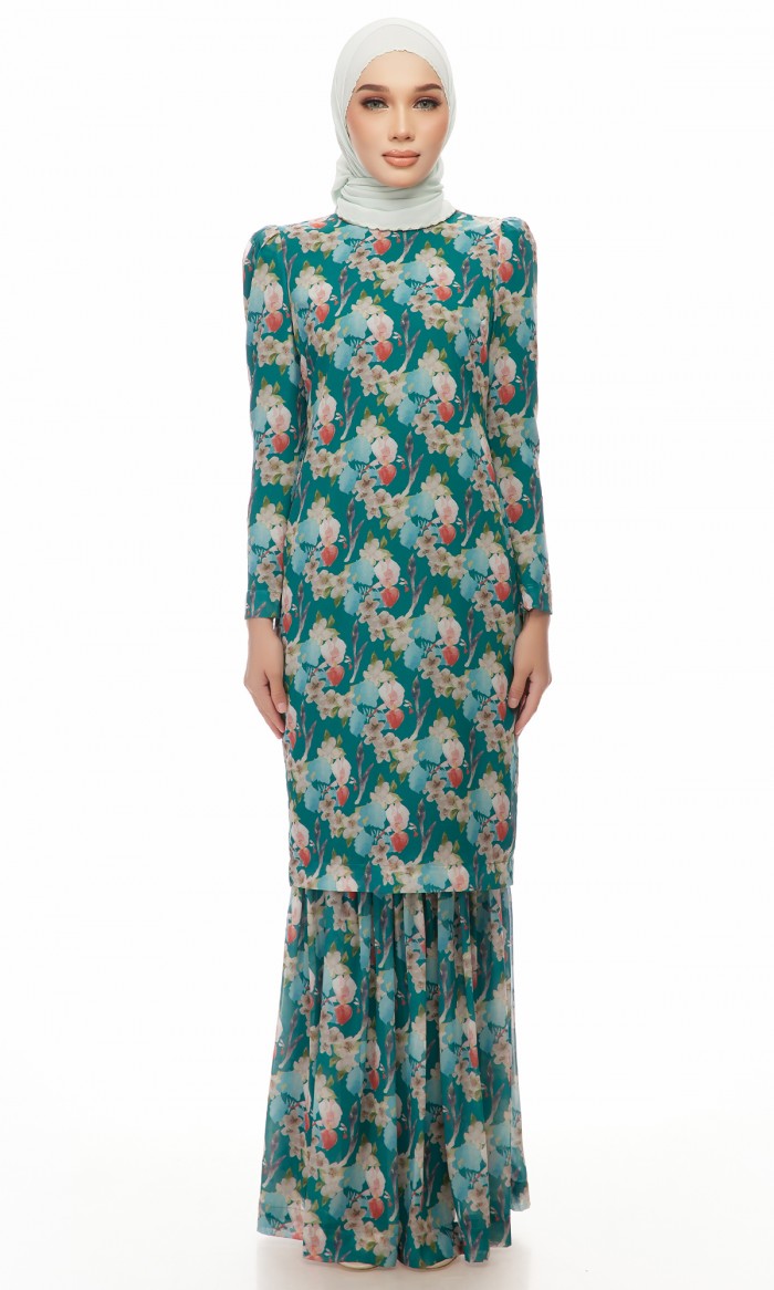 Maria Kurung in Teal Green