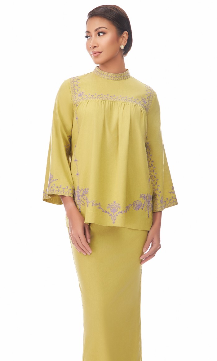 Maude Kurung in Chartreuse Green