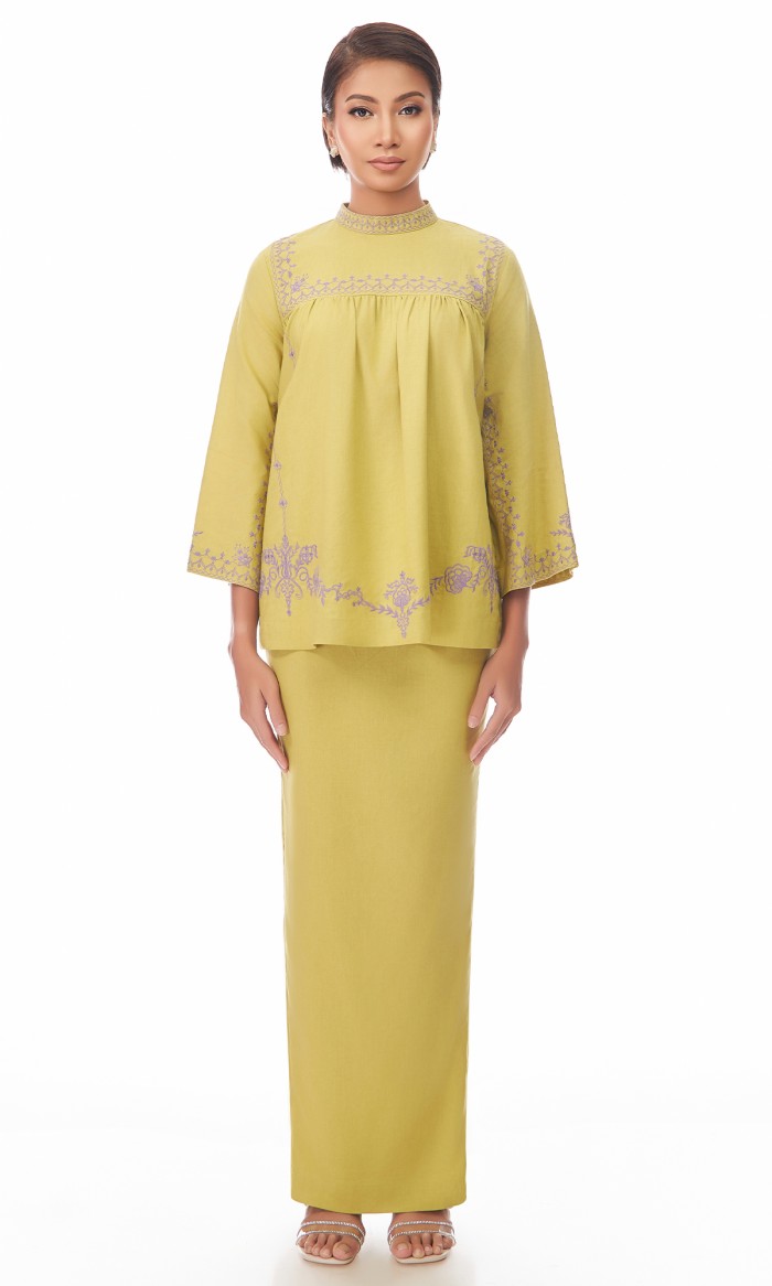 Maude Kurung in Chartreuse Green