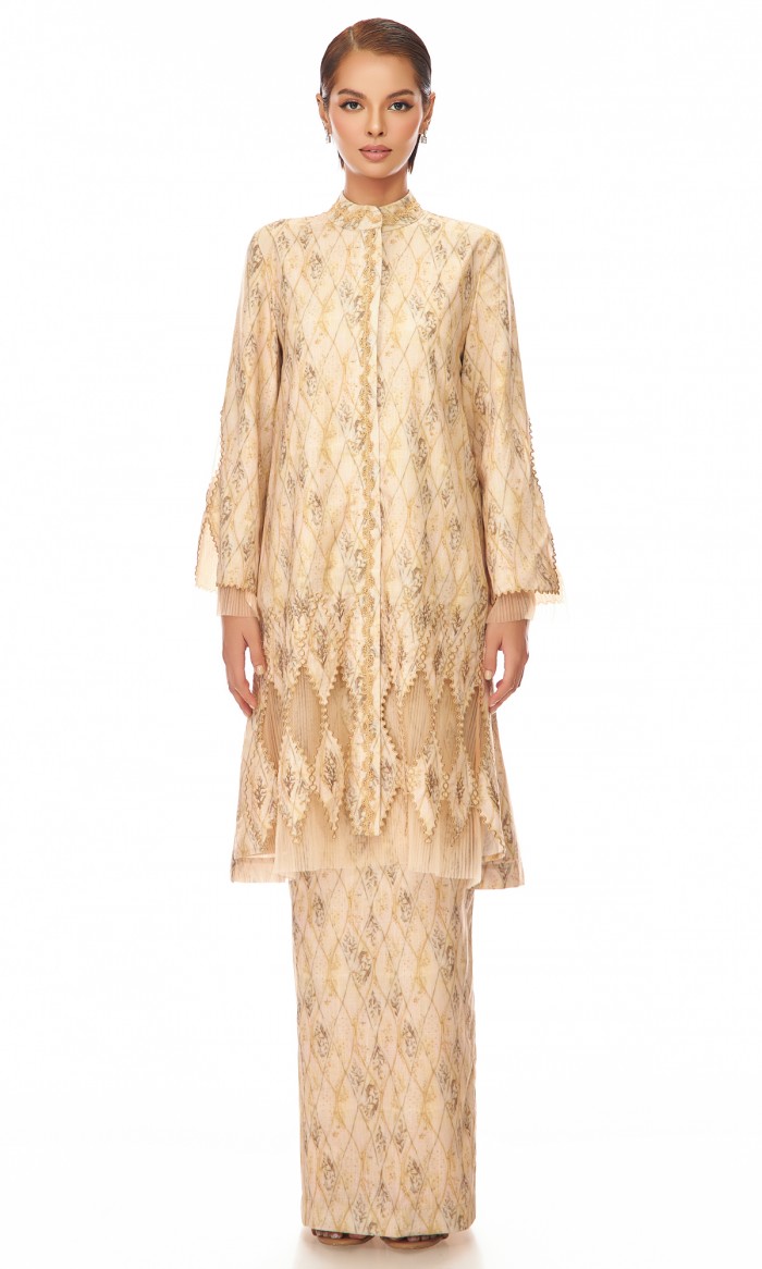 Mauven Kurung in Beige Cream