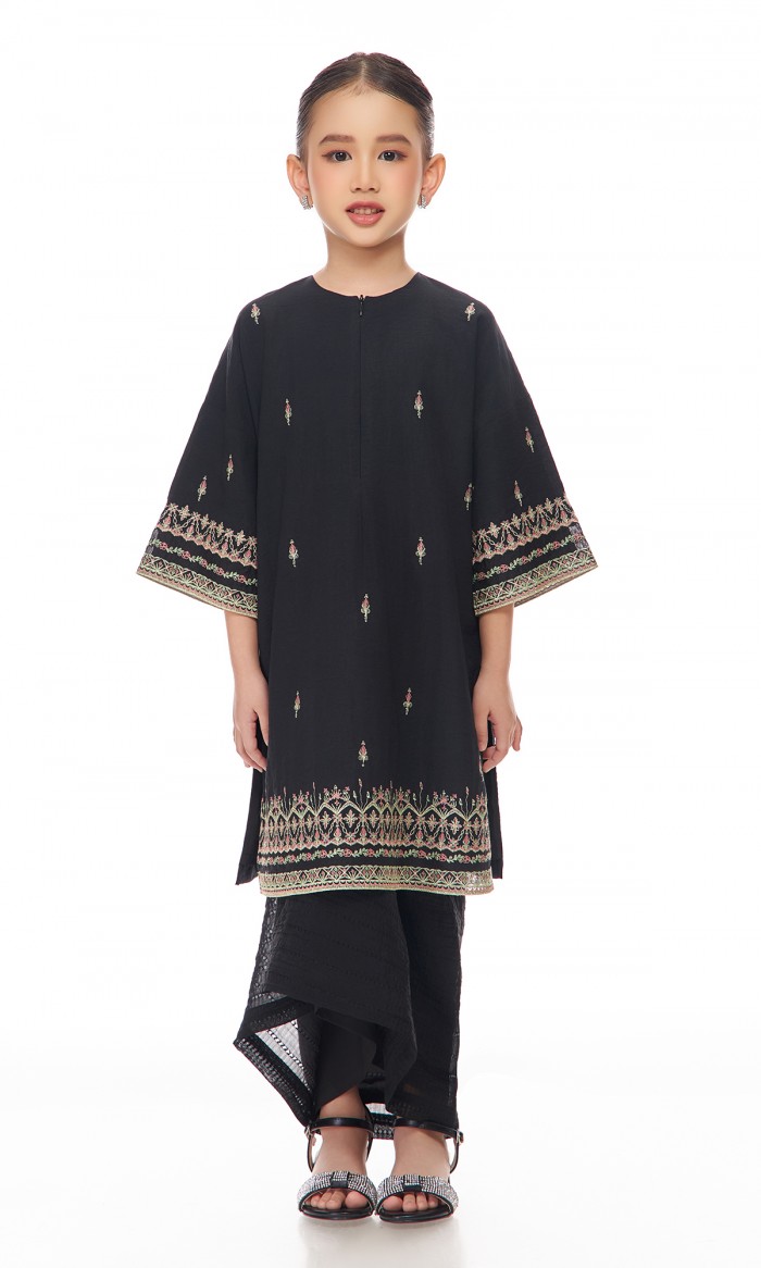 Mishaal Kurung Kids in Sable Black