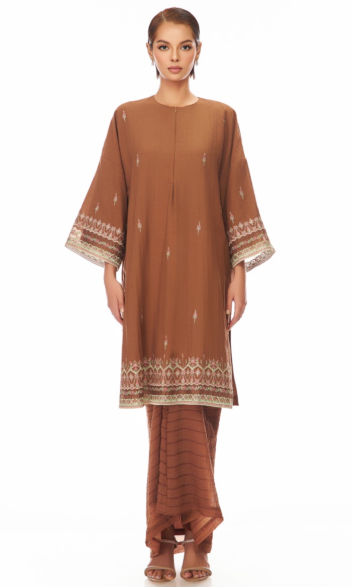 Mishaal Kurung in Sepia Brown