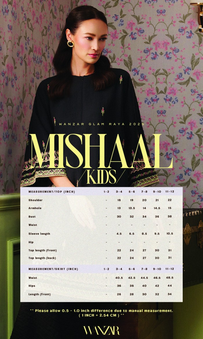 Mishaal Kurung Kids in Sable Black