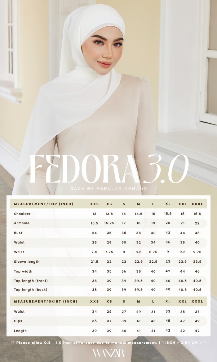 Fedora Kurung 3.0 in White