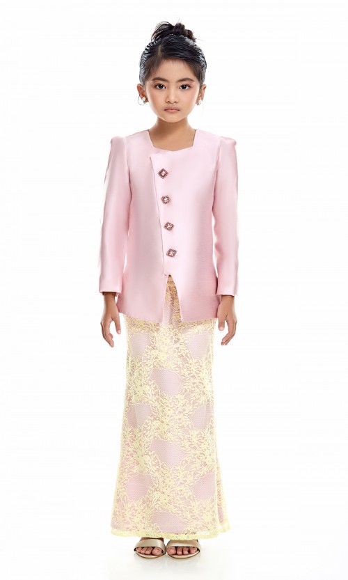 Nikita Kurung Kids in Pink Lace