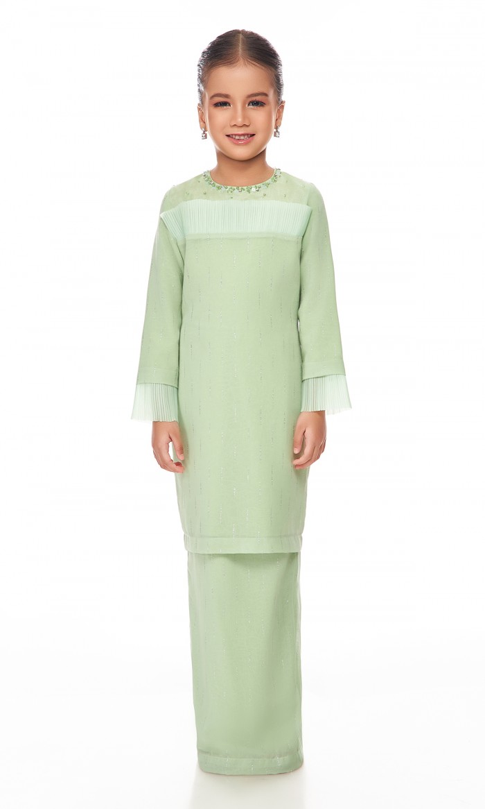 Odessa Kurung Kids in Mint Green