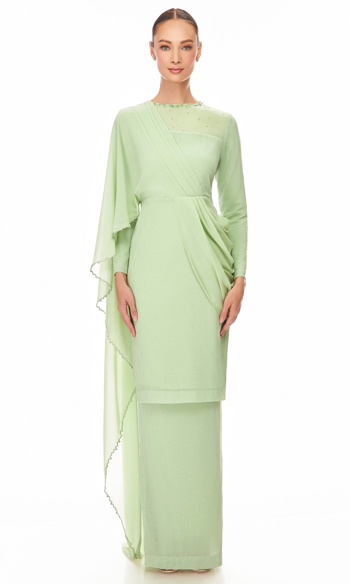 Odessa Kurung in Mint Green