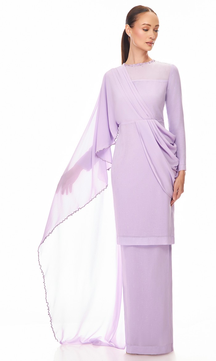 Odessa Kurung in Pastel Purple