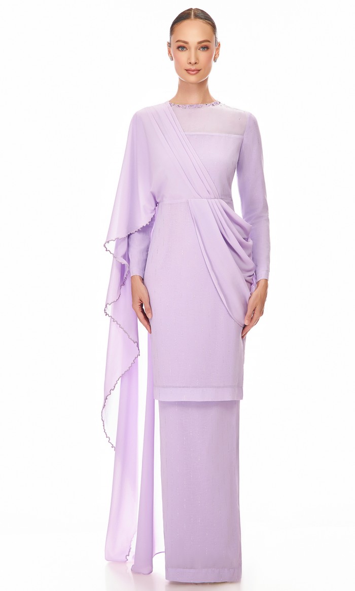 Odessa Kurung in Pastel Purple