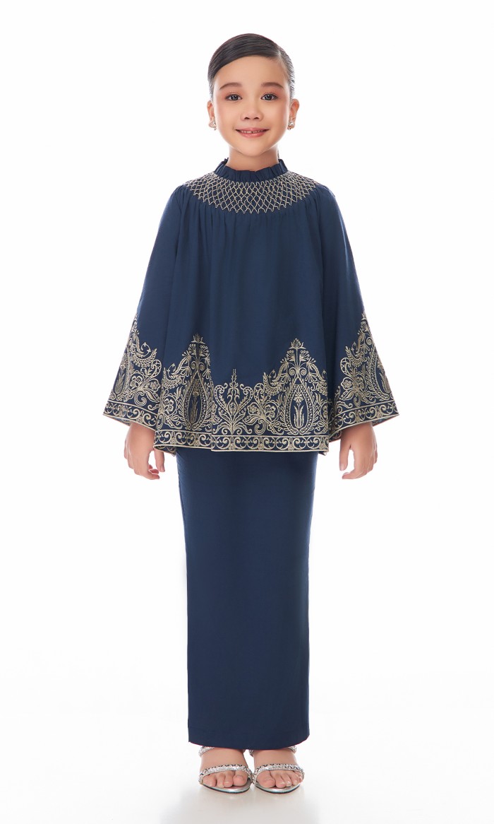 Odette Kurung Kids in Sapphire Blue