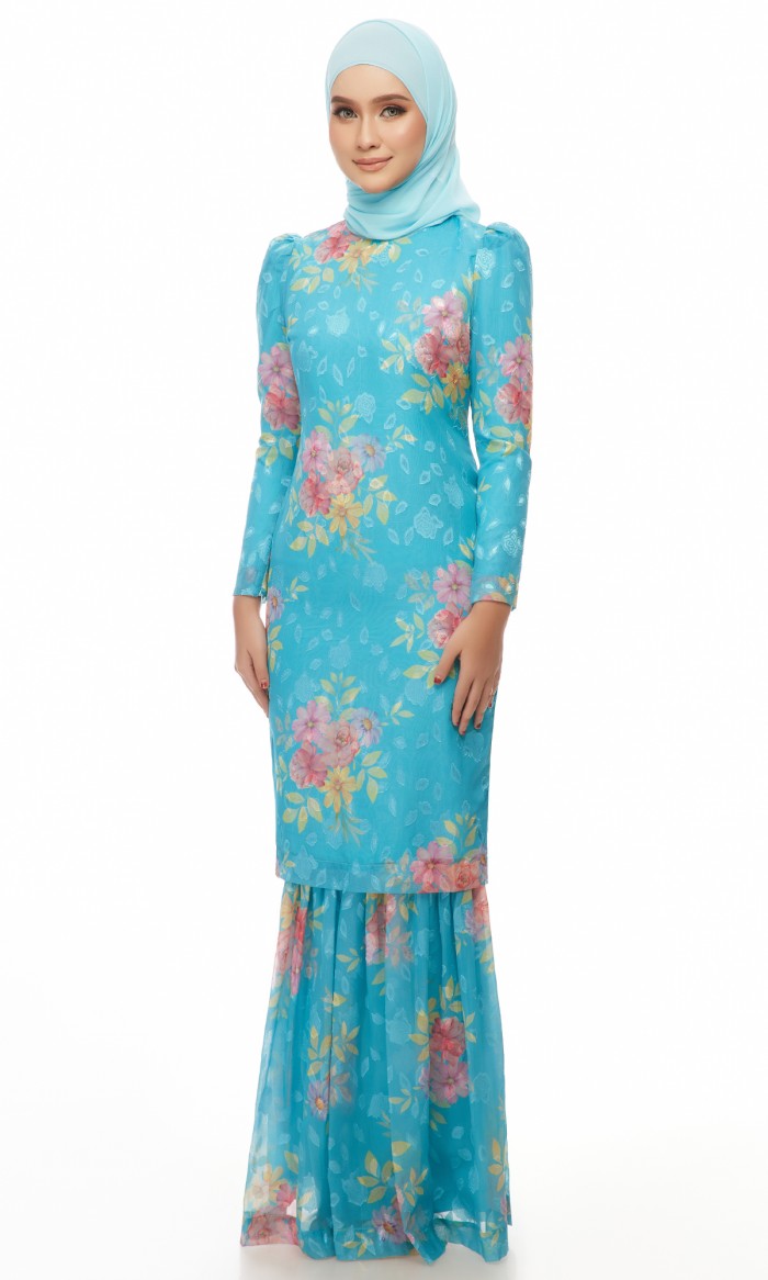 Rasheeda Kurung in Cyan Blue