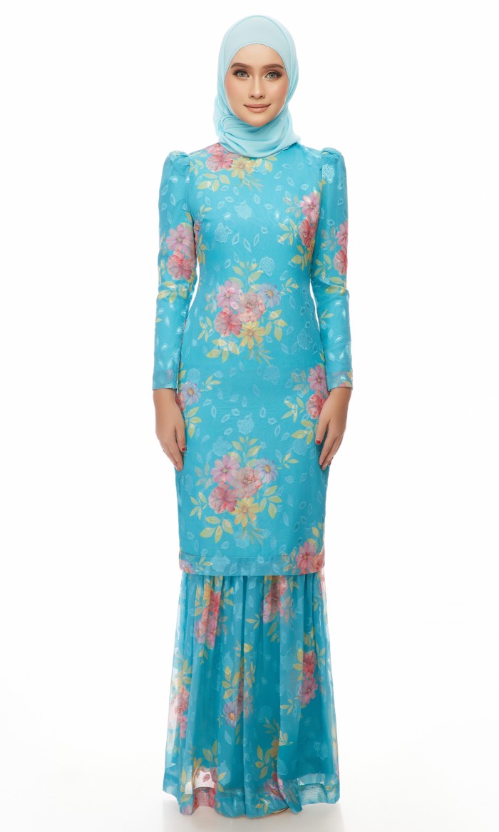 Rasheeda Kurung in Cyan Blue