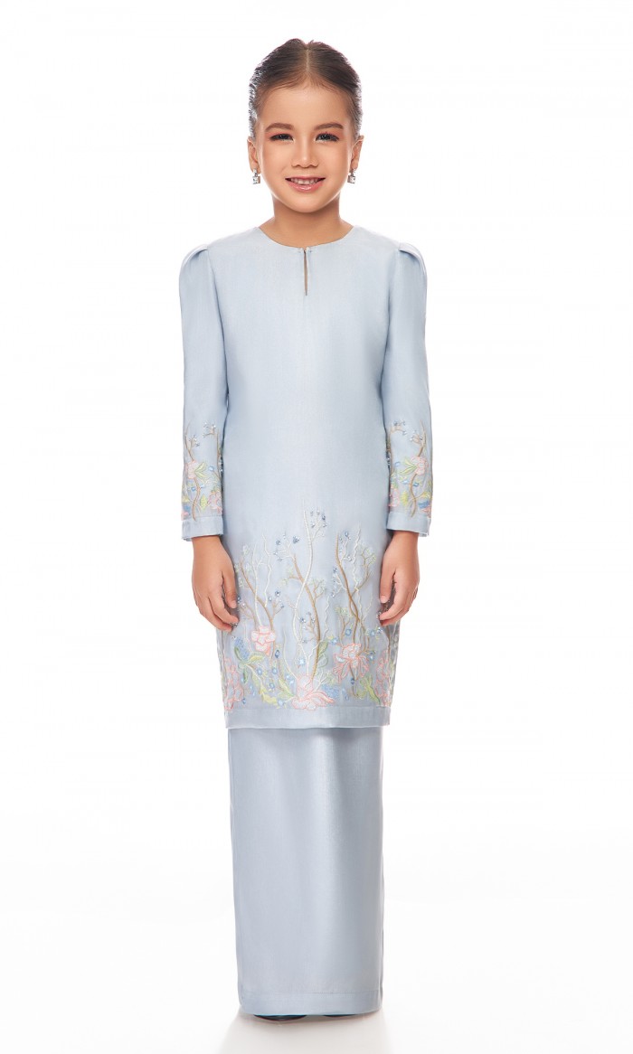 Sephia Kurung Kids in Silver Mist