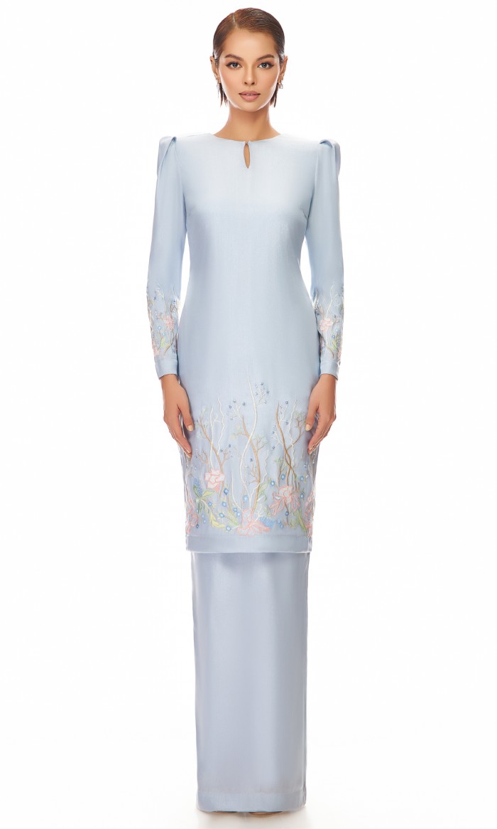 Sephia Kurung in Silver Mist