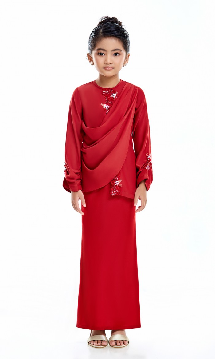 Salome Kurung Kids in Red Wine (AS-IS)