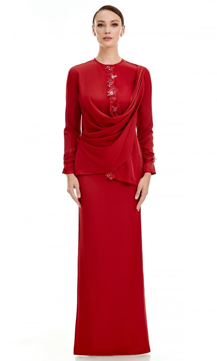 Salome Kurung in Red Wine (AS-IS)