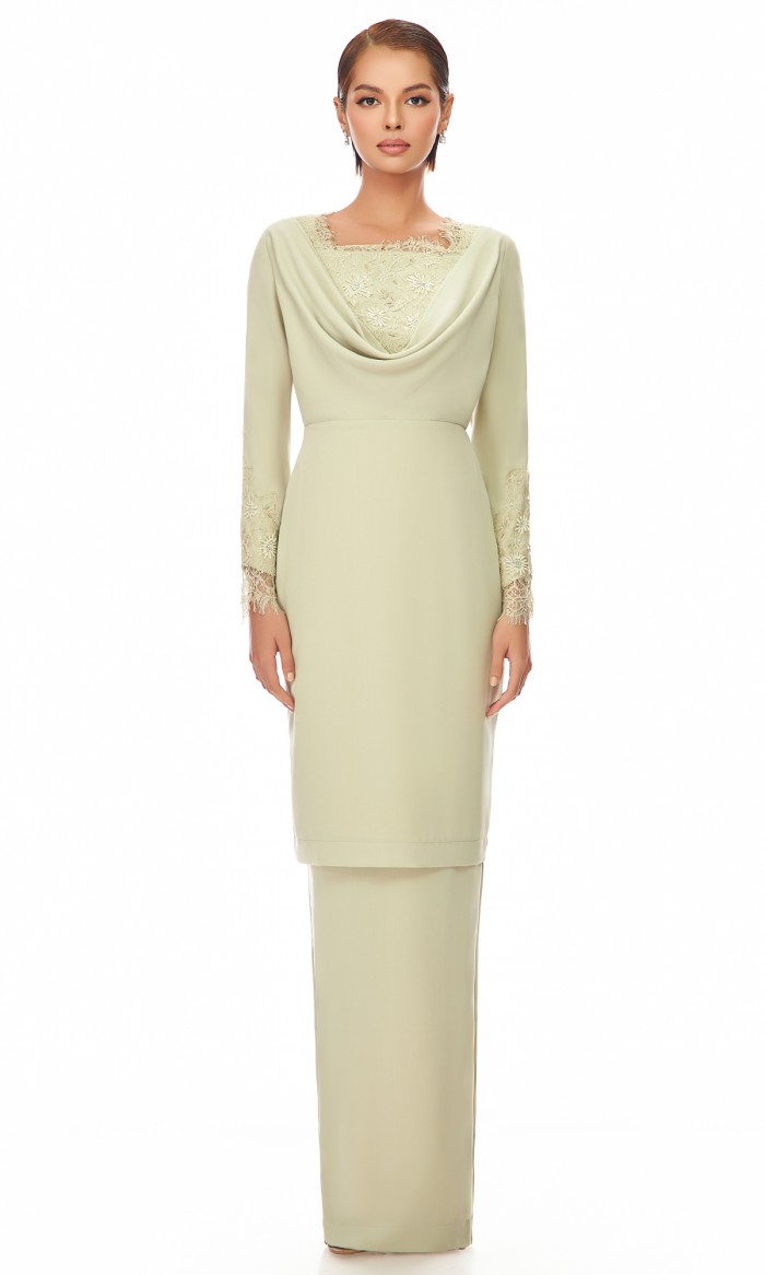 Thaliya Kurung in Pale Moss Green