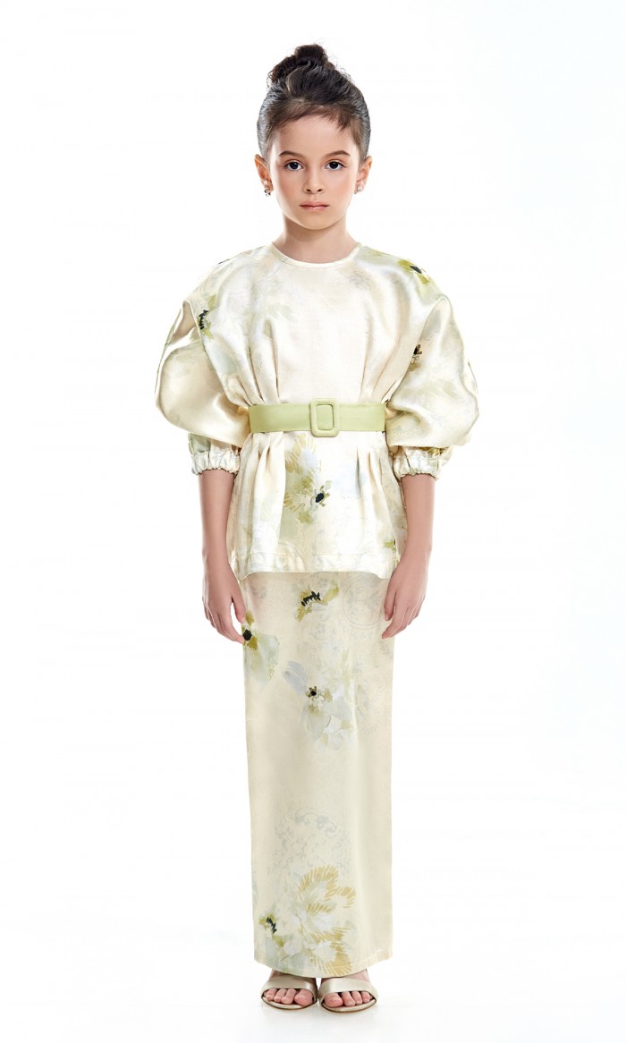 Theodora Kurung Kids in Pale Goldenrod (AS-IS)