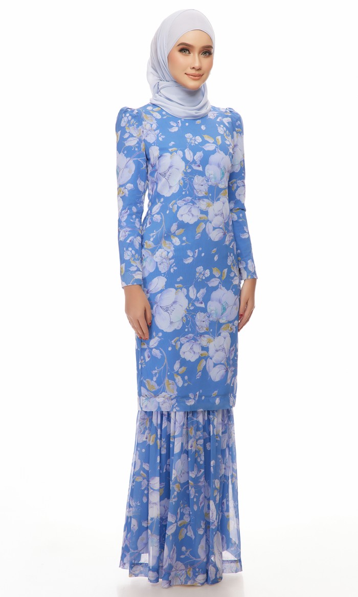 Zaleha Kurung in Sapphire Blue