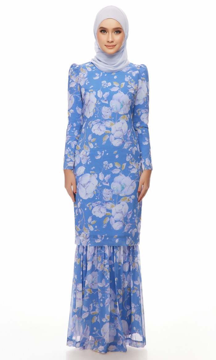 Zaleha Kurung in Sapphire Blue