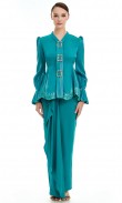 Dorothea Kurung in Teal Green