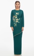 Trista Kurung in Midnight Green