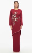 Trista Kurung in Maroon Red