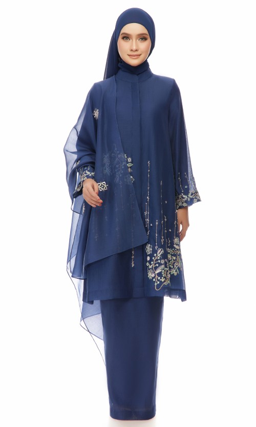 Khaleeda Kurung 2.0 in Denim Blue