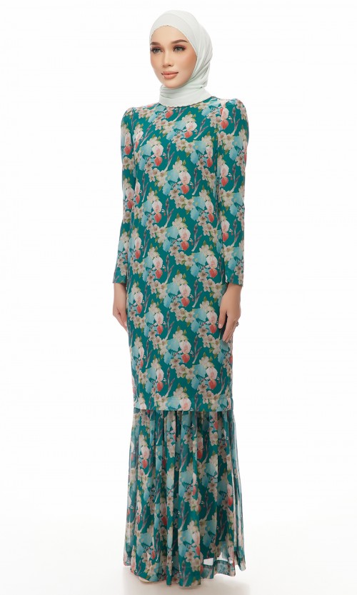 Maria Kurung in Teal Green