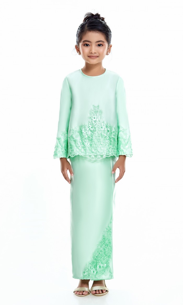 Tessa Kurung Kids in Mint Green